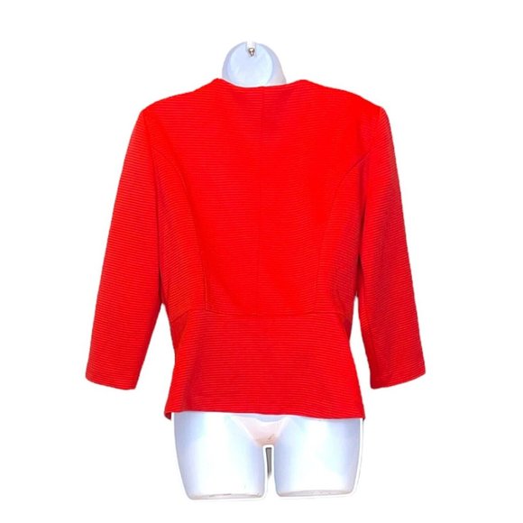 Danny and Nicole Woman's Ribbed Striped Bright Orange Shoulder Pad Blazer Sz 10 - Picture 5 of 7